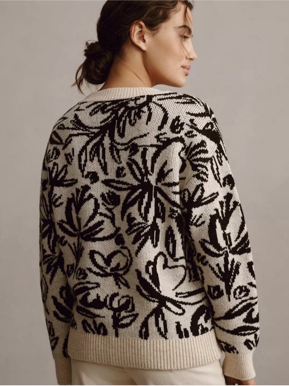 By Anthropologie Floral Pop Art Embroidered Pullover Sweater Blue/Black Size XXS - Picture 7 of 11